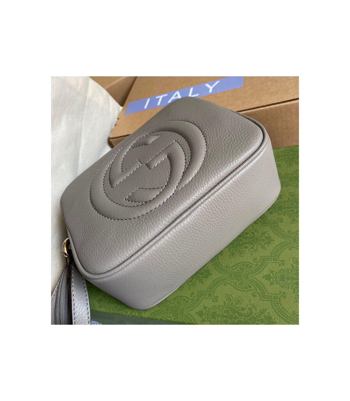 Gucci Soho Small Leather Disco Bag Grey