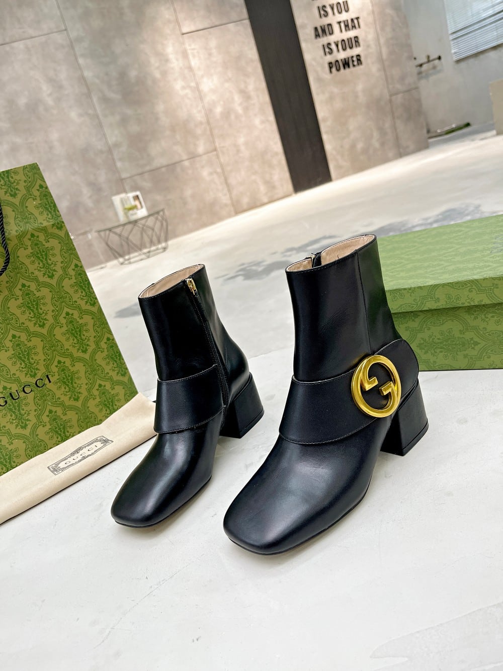 Gucci Blondie Women’S Ankle Boot Leather Black 700016C9D001000