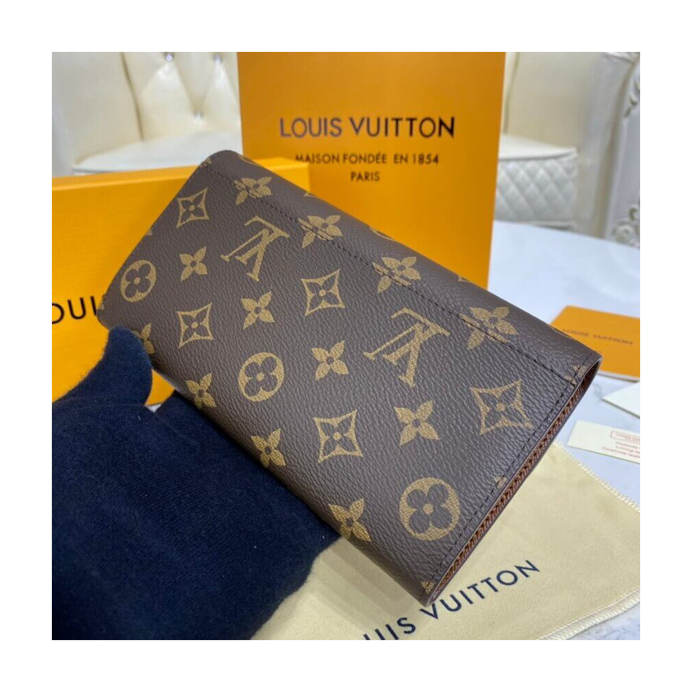 Louis Vuitton Monogram Cavas Sarah Wallet Brown 19cm