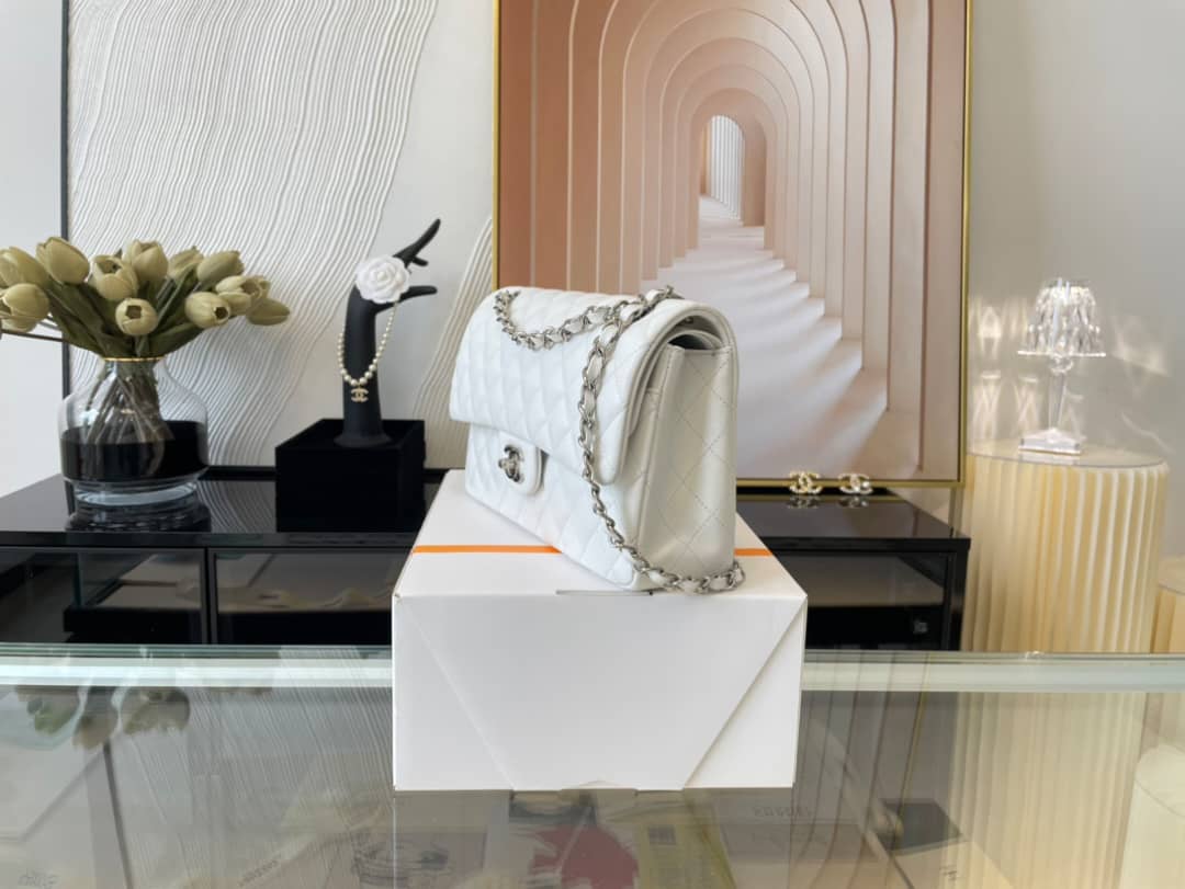 Chanel Classic Double Flap Bag White 25cm