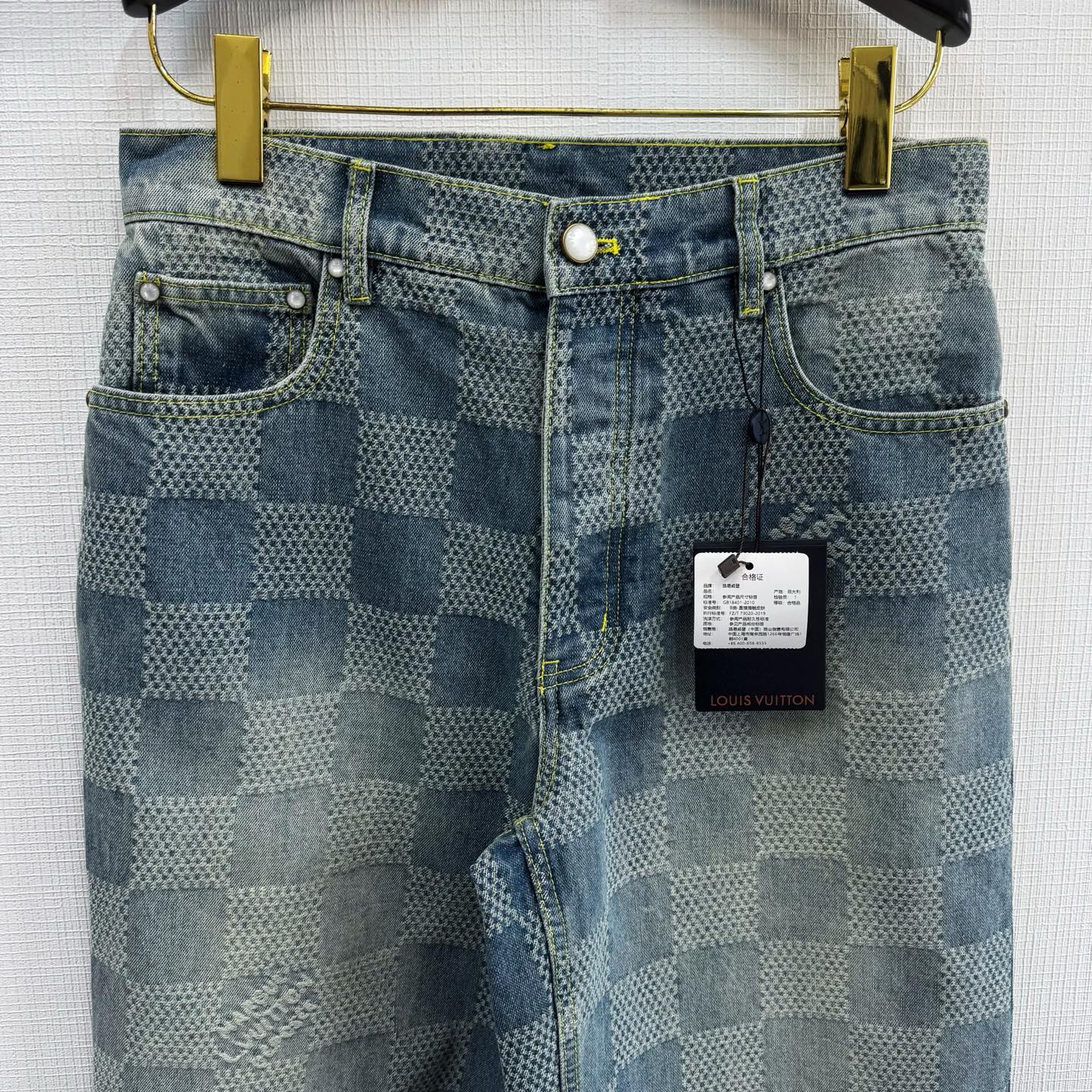 LV Checkered Denim Shorts