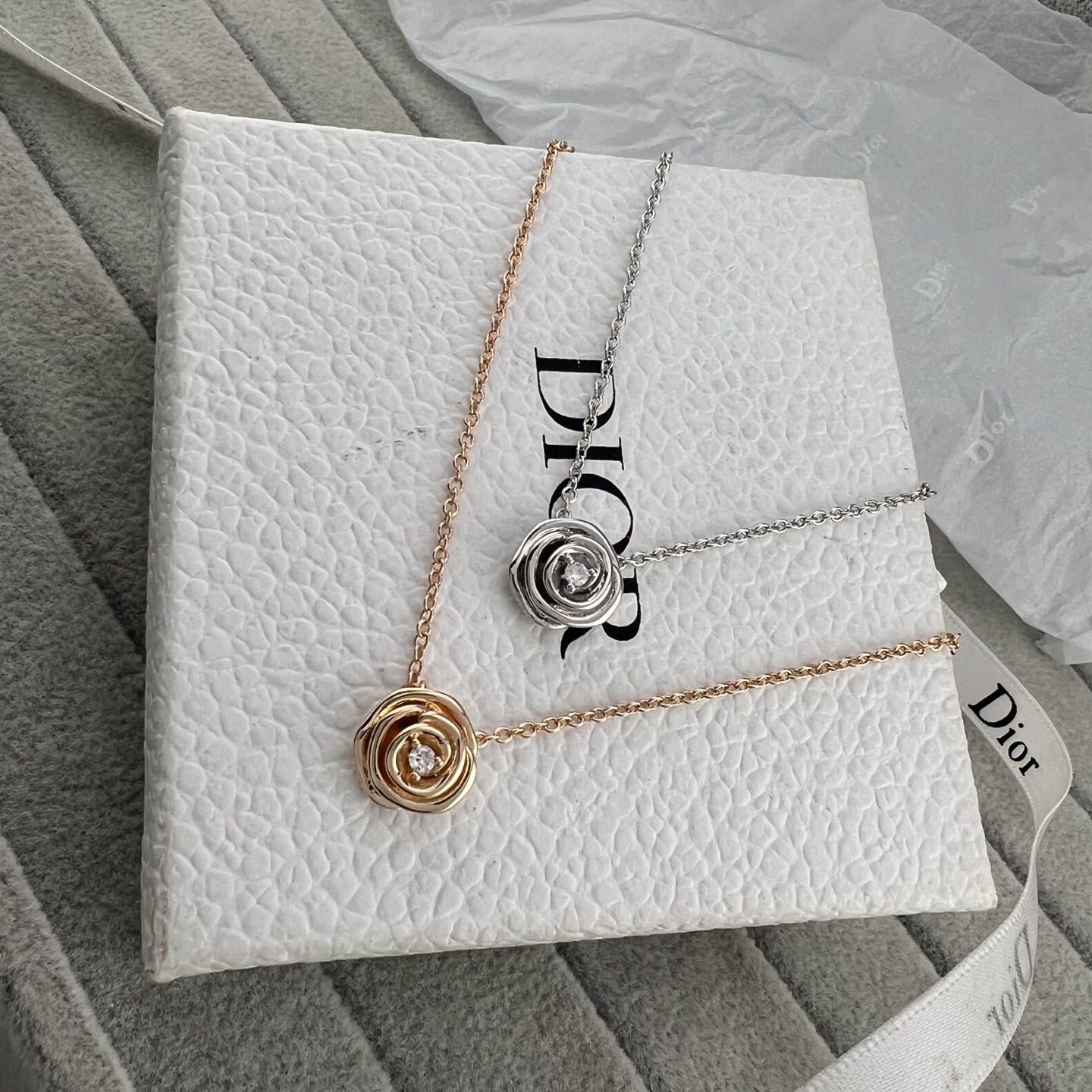 Polished Gold Single-Diamond Rose Necklace