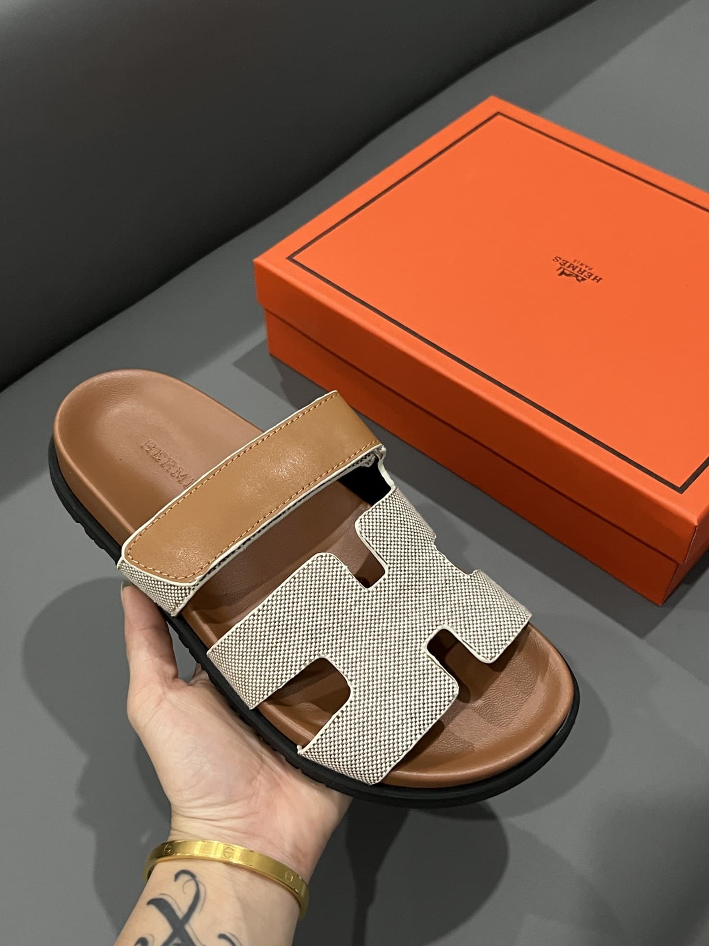 Hermes Chypre Sandal Prunoir Canvas Natural