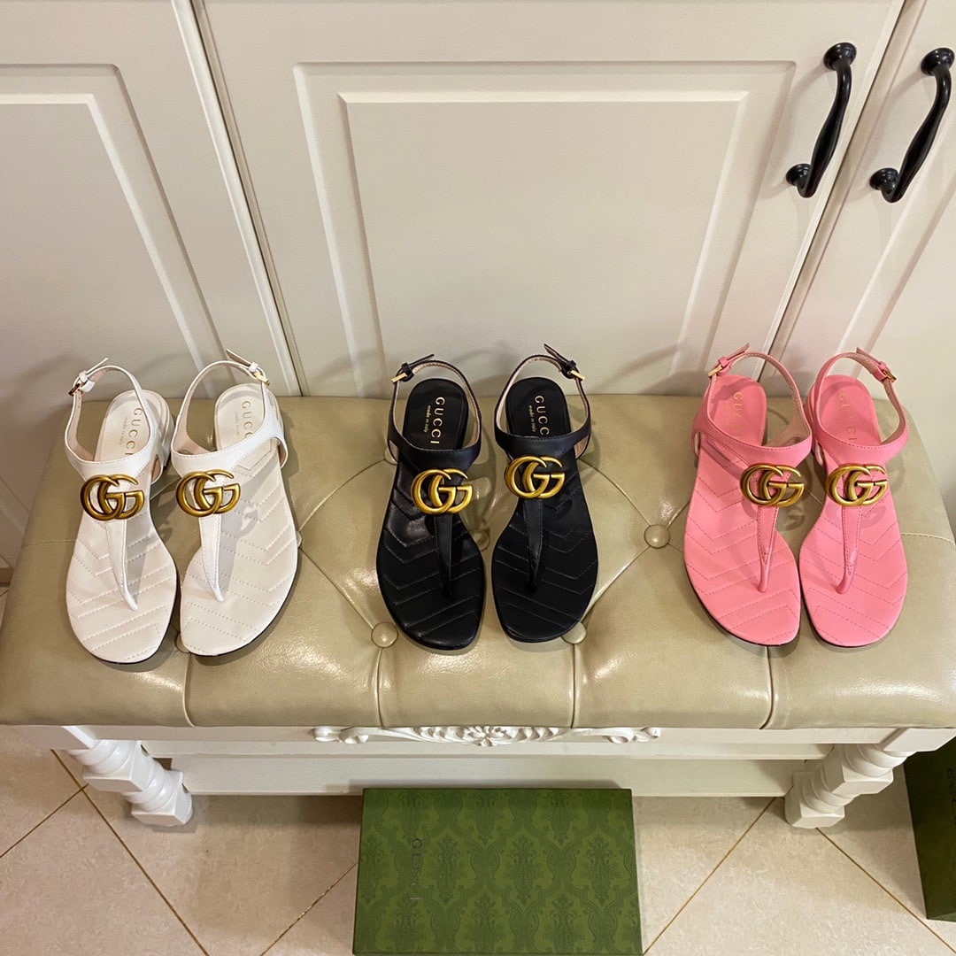 Gucci Double G Sandal Leather Pastel Pink 674840 Bko00 5815