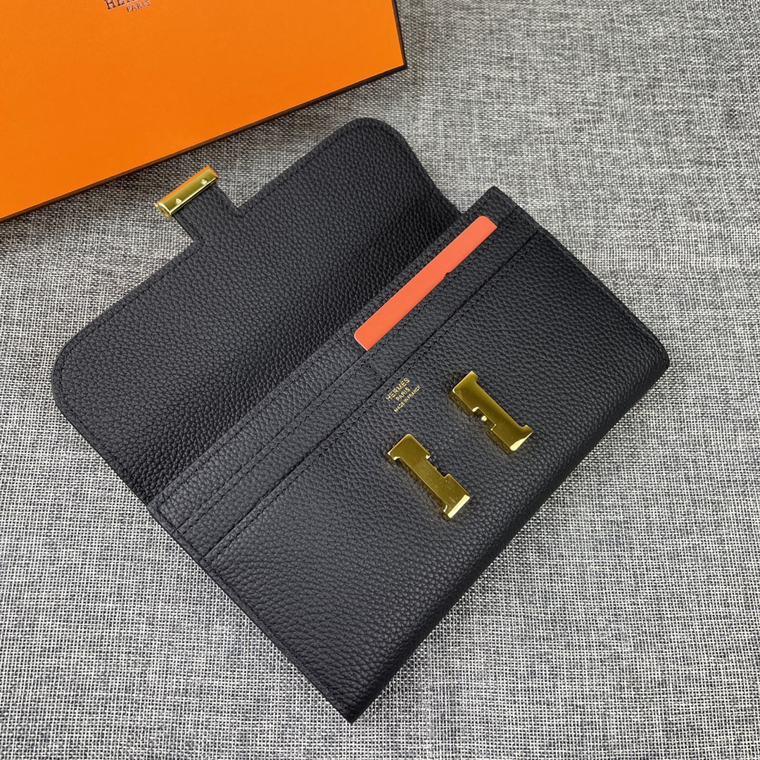 Hermes Constance Wallet Epsom Leather Gold Hardware In Black 20cm