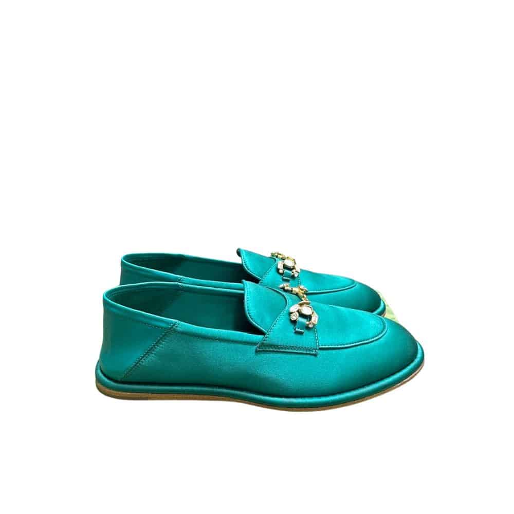 Gucci Women’S Horsebit Loafer With Crystals Blue