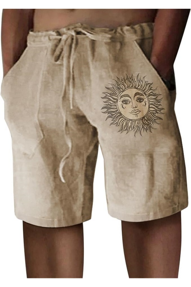 Casual Mens Linen Shorts Lightweight