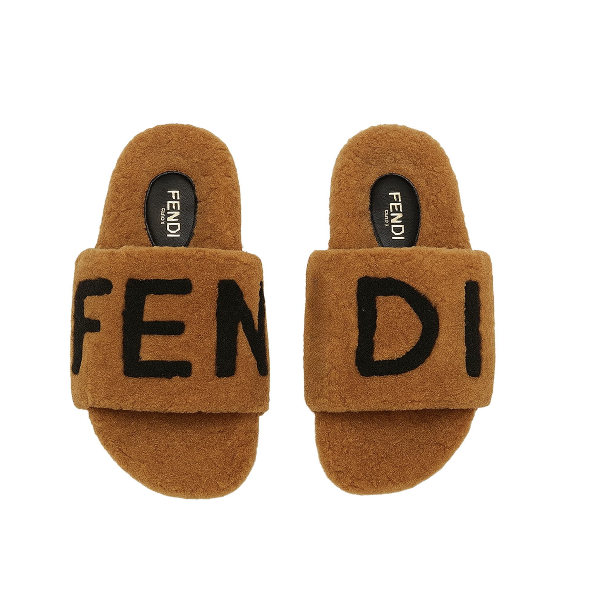 Fendi Fleece Slippers Brown
