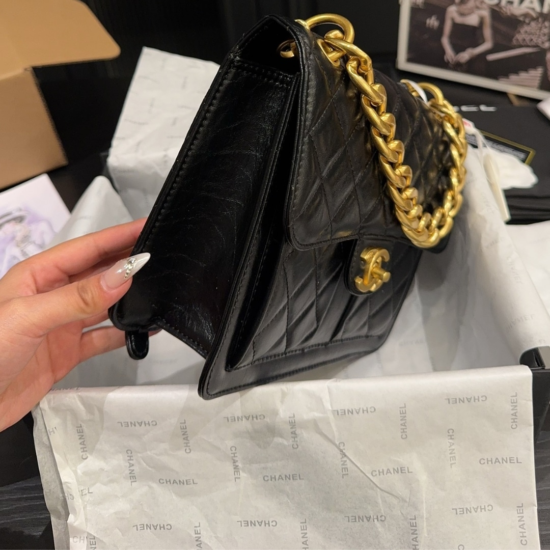 Chanel 23S Retro Backpack With Gold Hardware Black 22Cm/8.7in