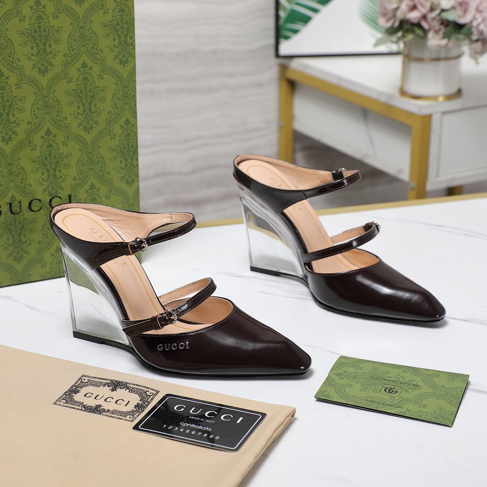 Gucci Women’S Wedge Mule Black 827856 Clg00 1000