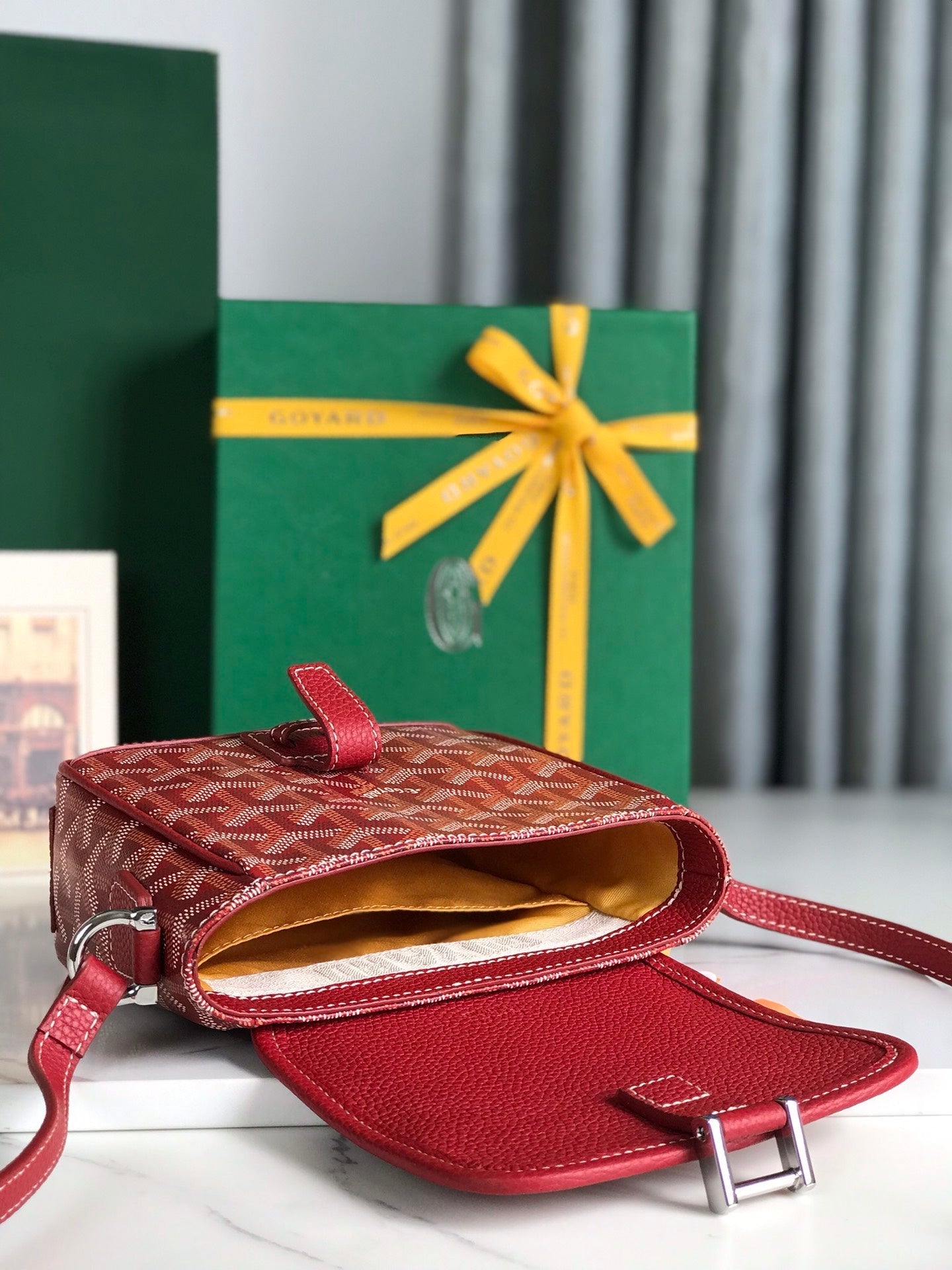 Goyard Grand Bleu 16cm Classic Red Goyardine Canvas And Lambskin