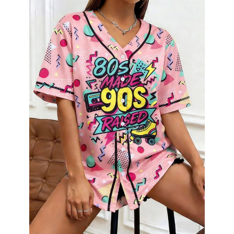 80s 90s Outfit Women Baseball Jersey Disco Party
