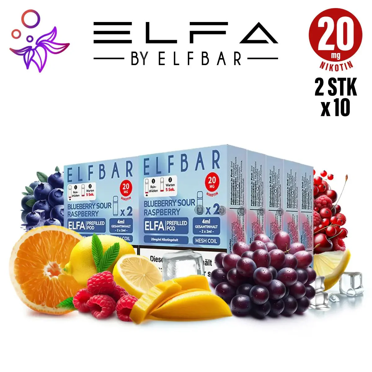 Elfbar Pods ELFA 20mg/ml Nikotin 10 x 2 Stk.