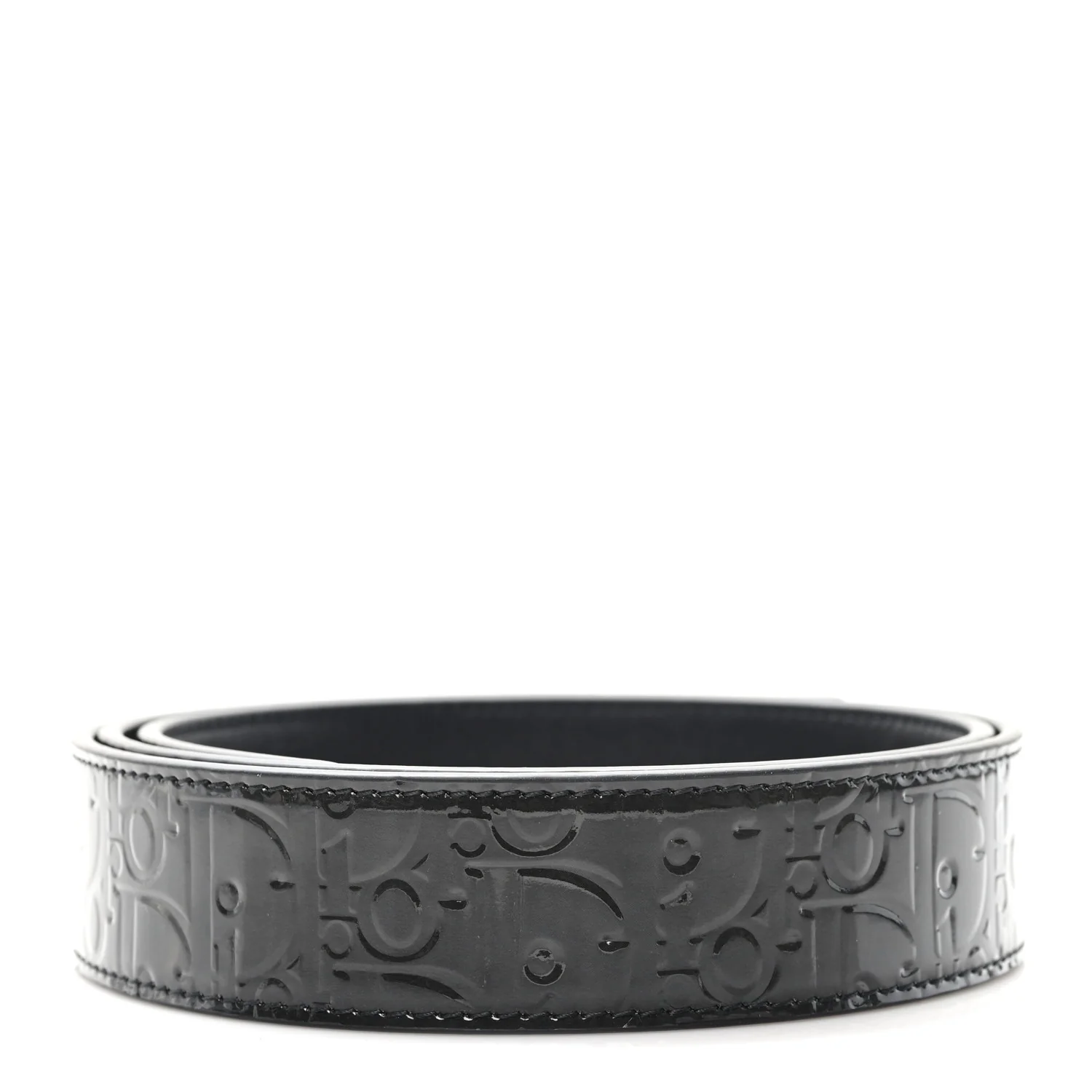 Patent Oblique Embossed Belt 95 38 Black