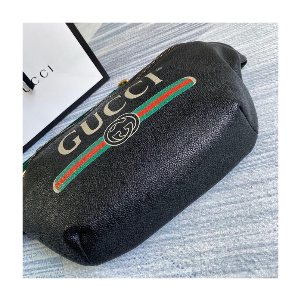 Gucci Print Leather Belt Bag Black