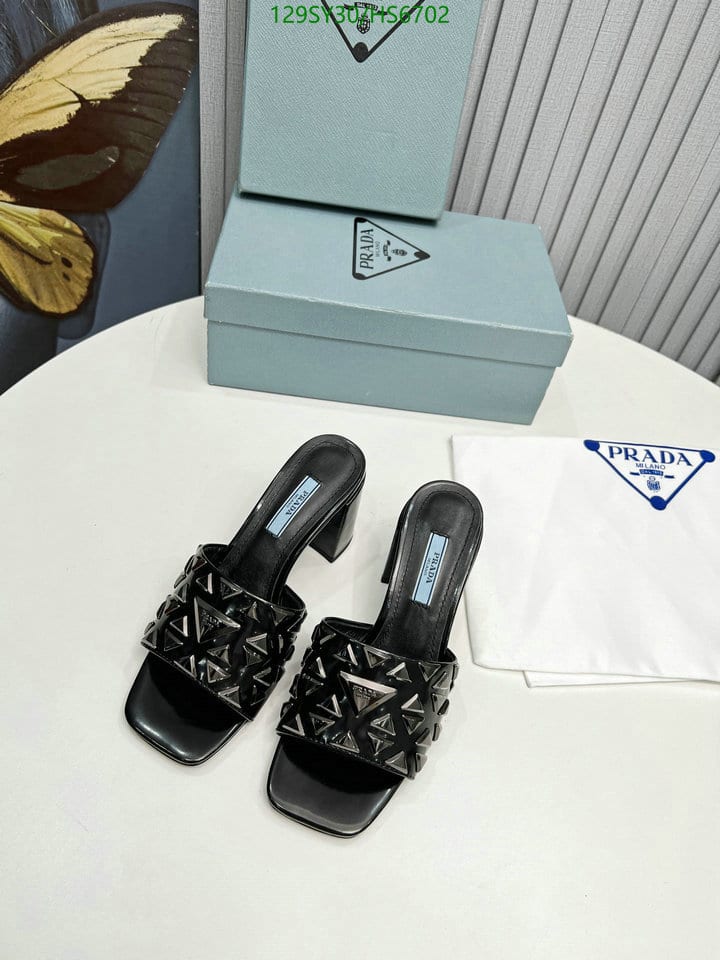Prada Studded Metallic Leather Mules Black