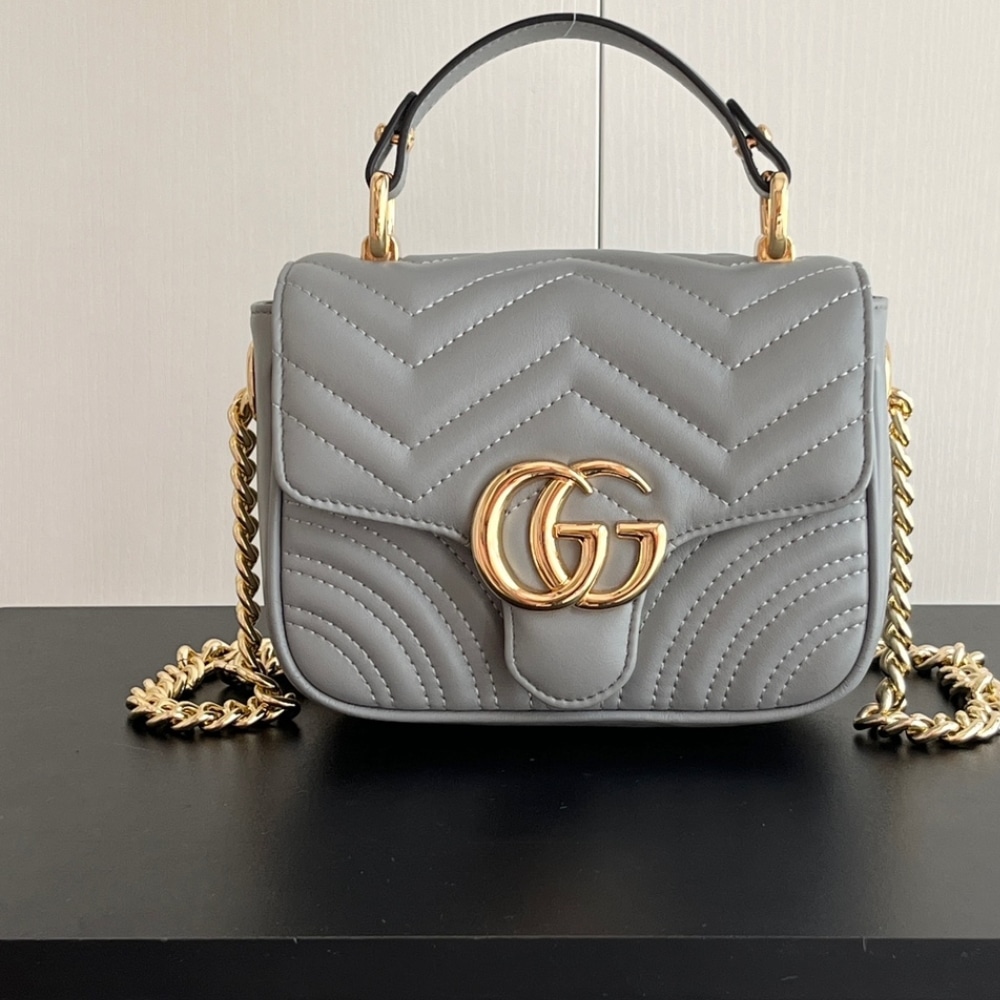 Gucci Gg Marmont Mini Shoulder Bag Grey 17cm