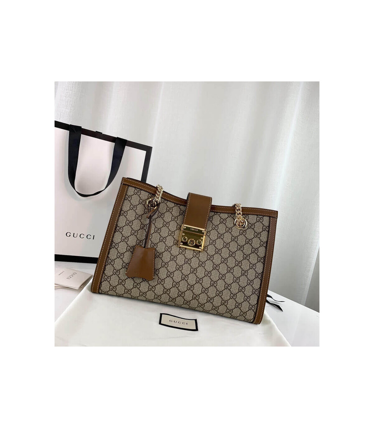 Gucci Padlock Medium GG Shoulder Bag Brown