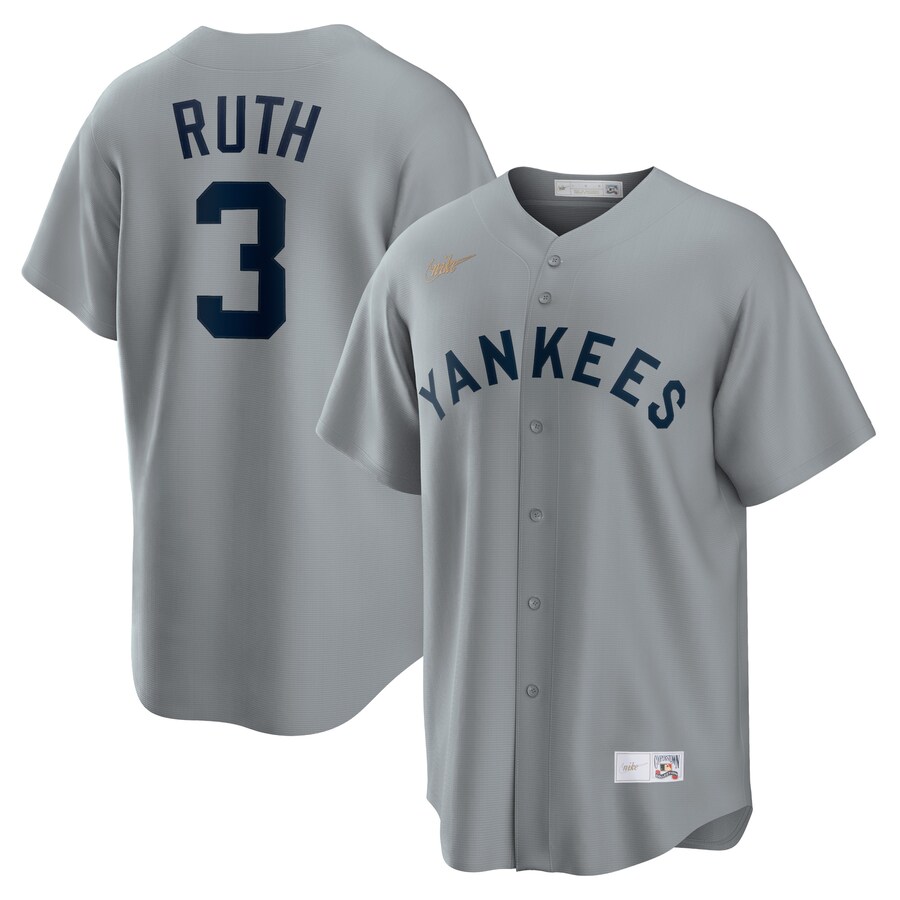 Babe Ruth New York Yankees Road Cooperstown Collection Player Jersey Gray