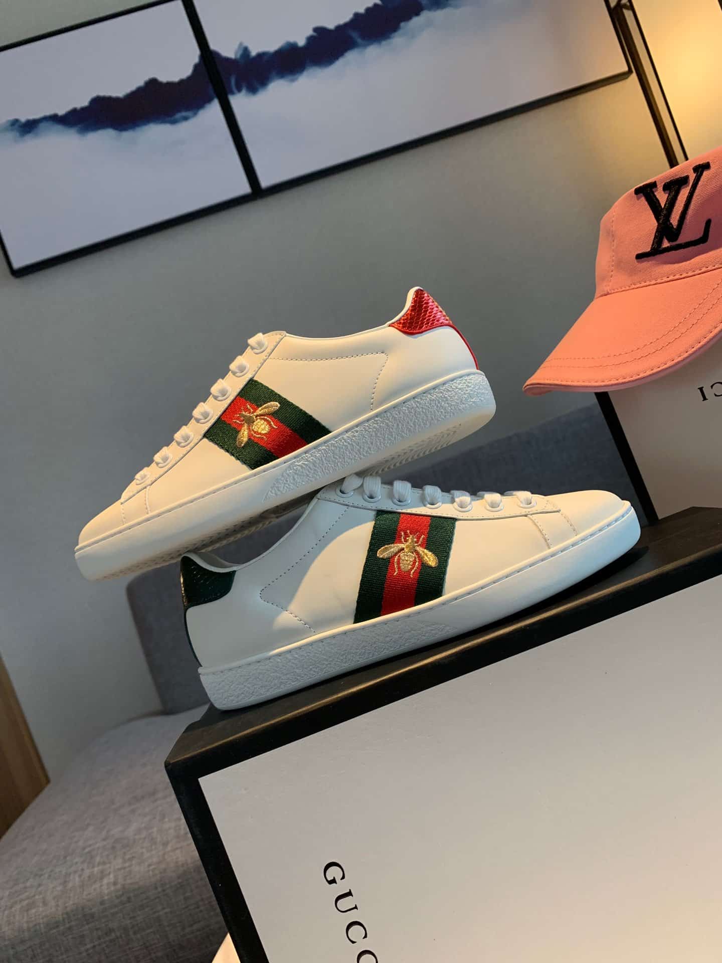 Gucci Ace Embroidered Sneaker Bee White