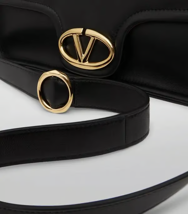 Valentino Garavani VLogo 1960 Nappa Leather Shoulder Bag Black 28Cm