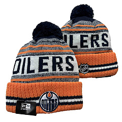 Men's Orange Edmonton Oilers Cuffed Knit Hat with Pom