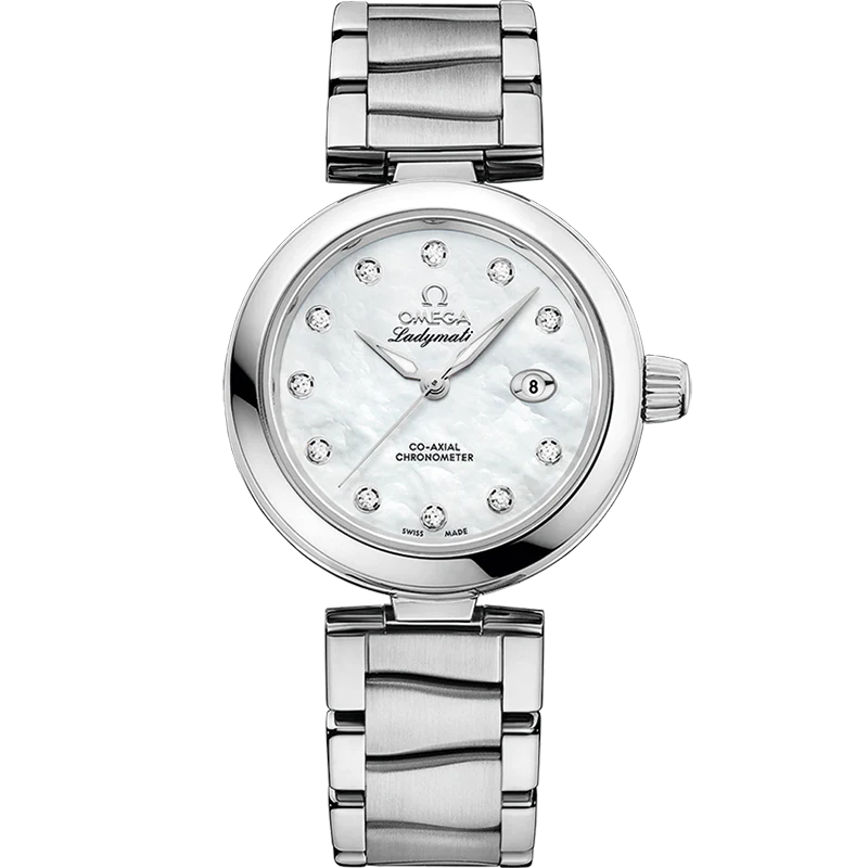 Omega De Ville Ladymatic 34mm White Dial with Diamonds Stainless Steel Bracelet 425.35.34.20.55.002