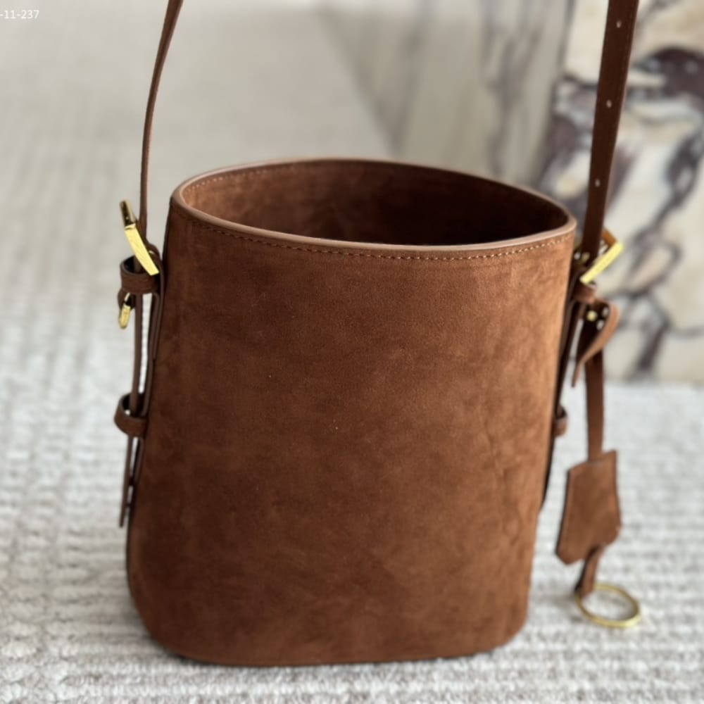 Prada Suede Mini Bucket Bag Cinnamon 18Cm