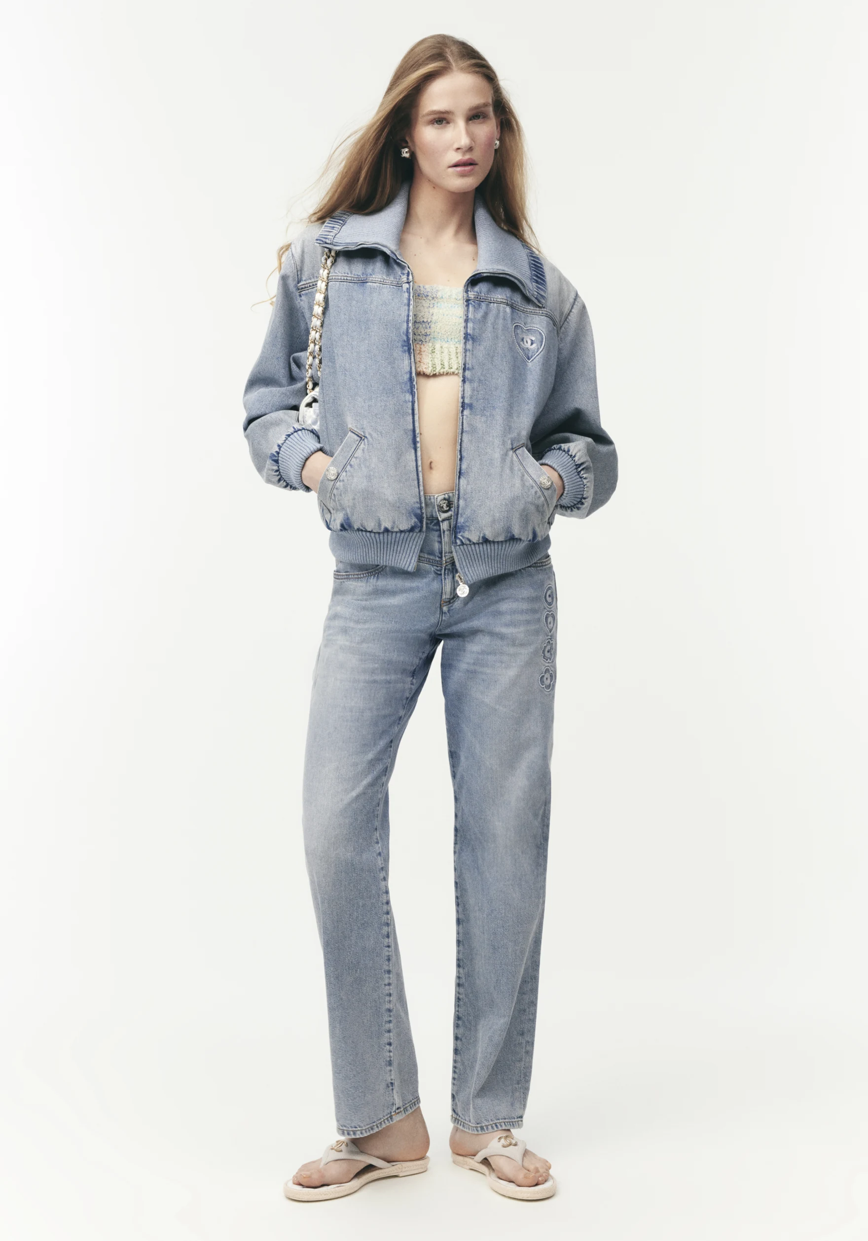 Chane Jeans Embroidered Denim Blue