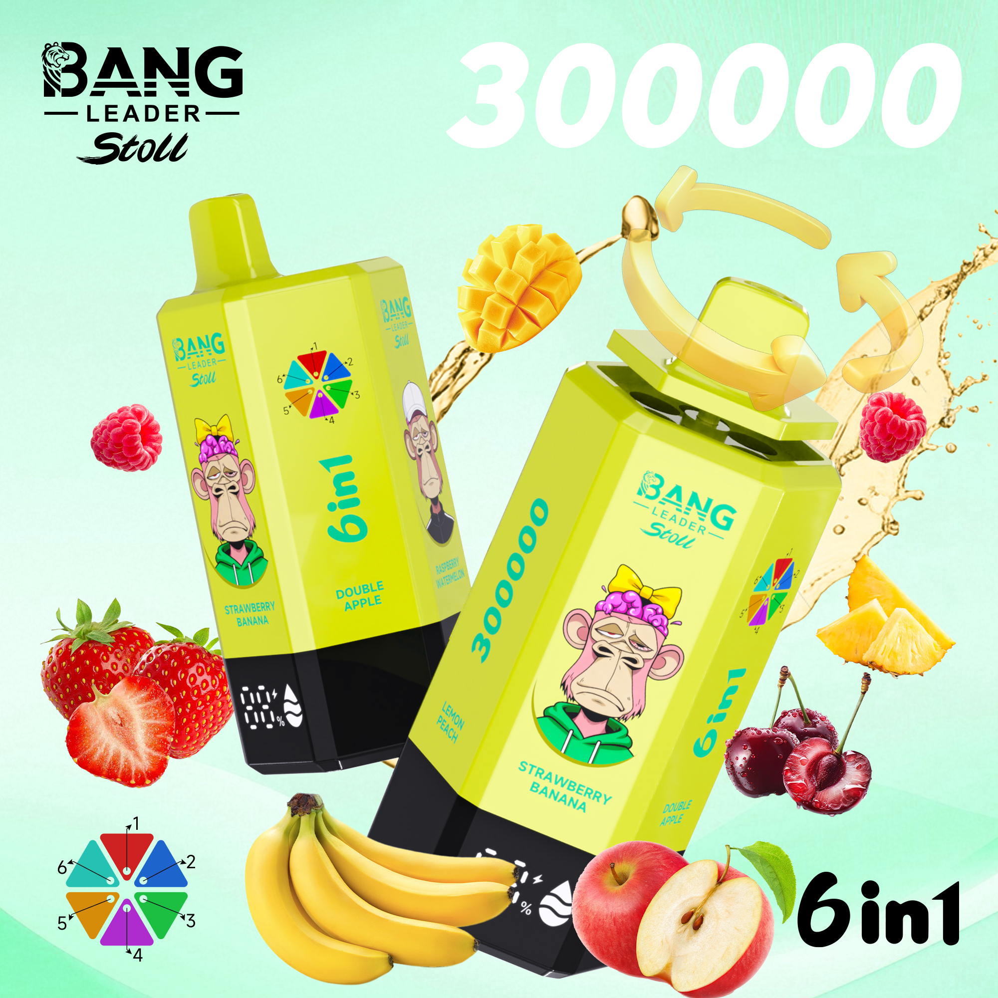 Bang Leader Stoll 300K Puffs 6-in-1 Prefilled Vape | Multi-Flavor,  Rechargeable