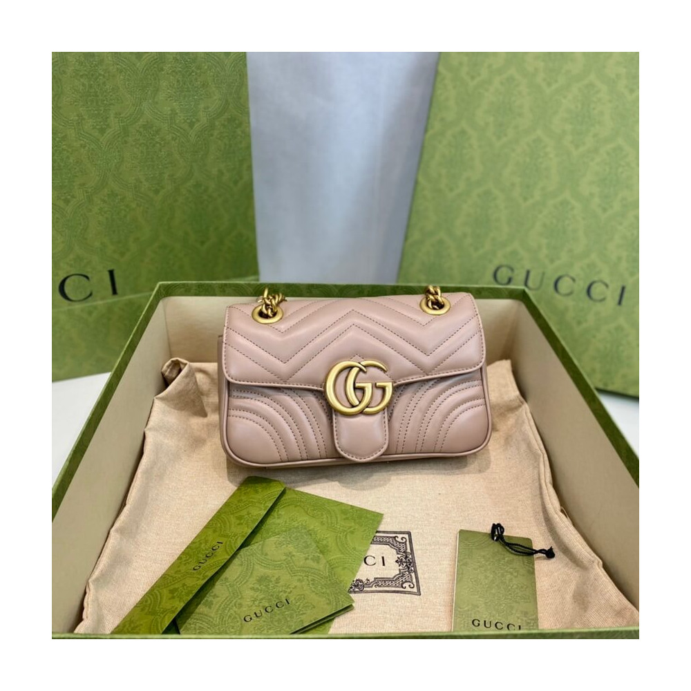 Gucci GG Marmont Matelasse Chevron Leather Mini Bag Nude Pink