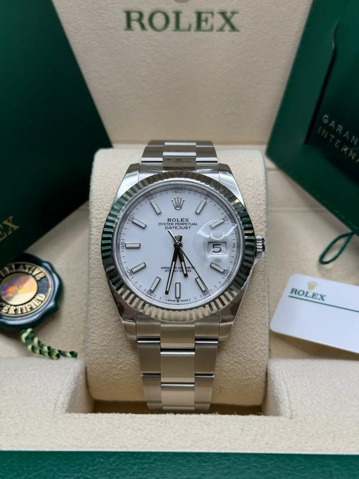 【Super Clone】RLX  Datejust 41mm  White Index Oyster Stainless Steel Men’s Watch - 126334-0009