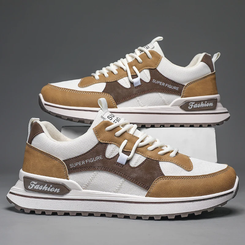 Man Sneakers Men’s Gym White Flat Walking Shoes Elastic Comfortable Non-slip Style Hiking Footwear Spring and Autumn