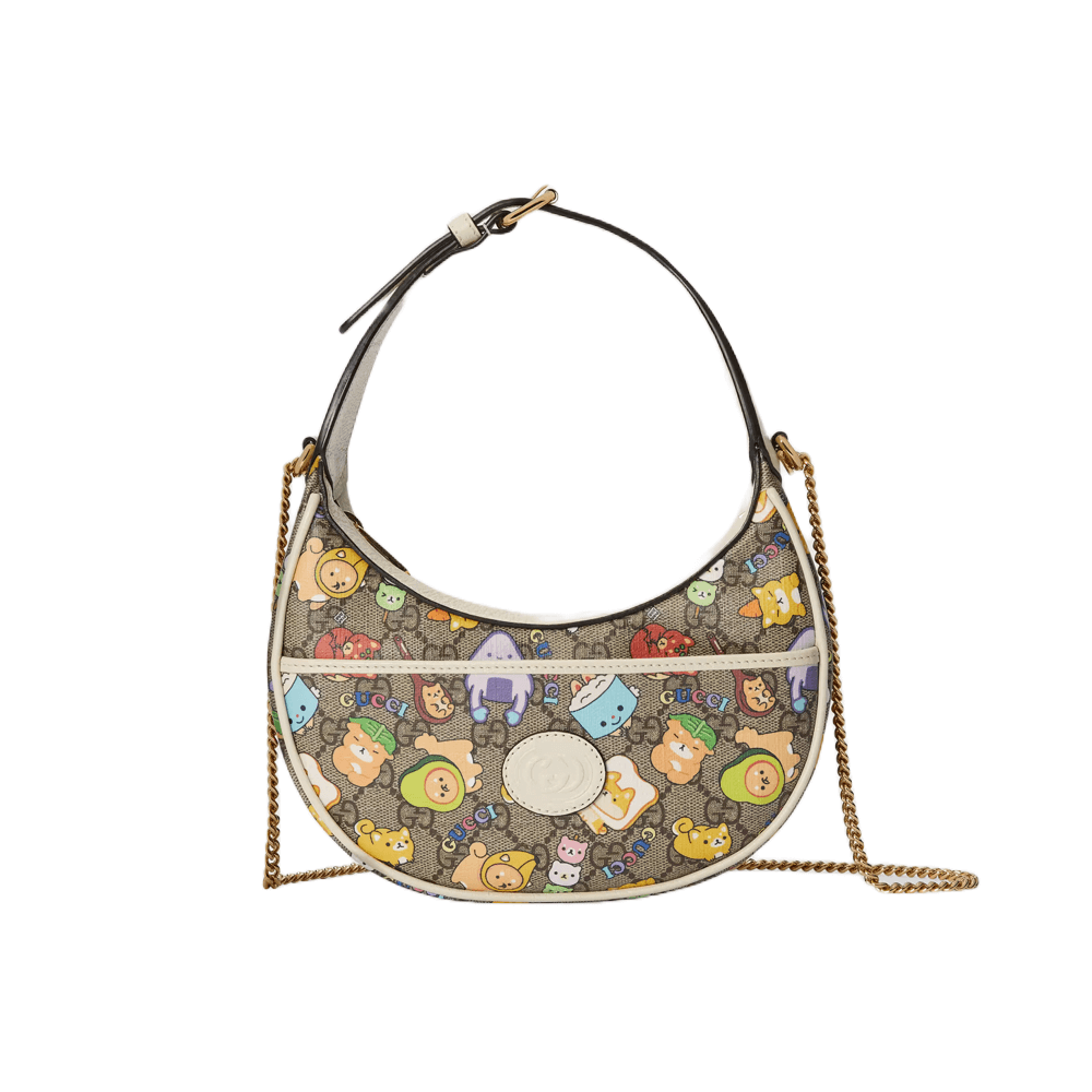 Gucci Half-Moon-Shaped Mini Bag with Interlocking G Animal Print