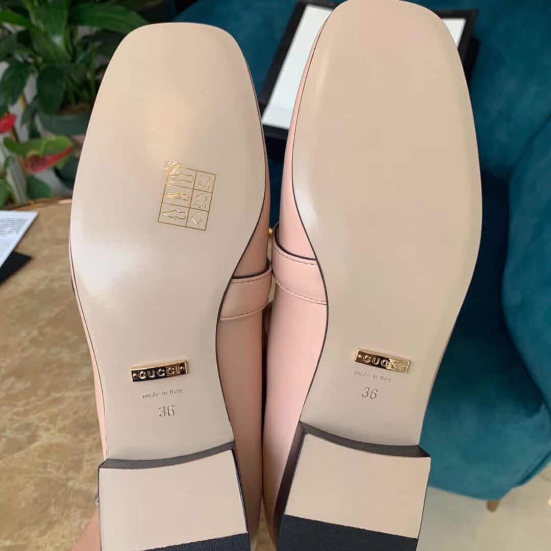 Gucci Wmns Leather Loafers Moccasins Double G Pink 602496 C9D00 5909