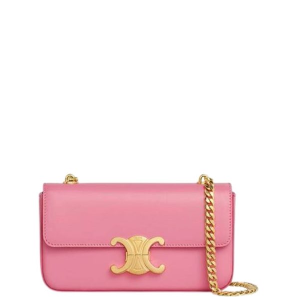 CELINE CHAIN SHOULDER BAG TRIOMPHE IN TRIOMPHE CANVAS PINK