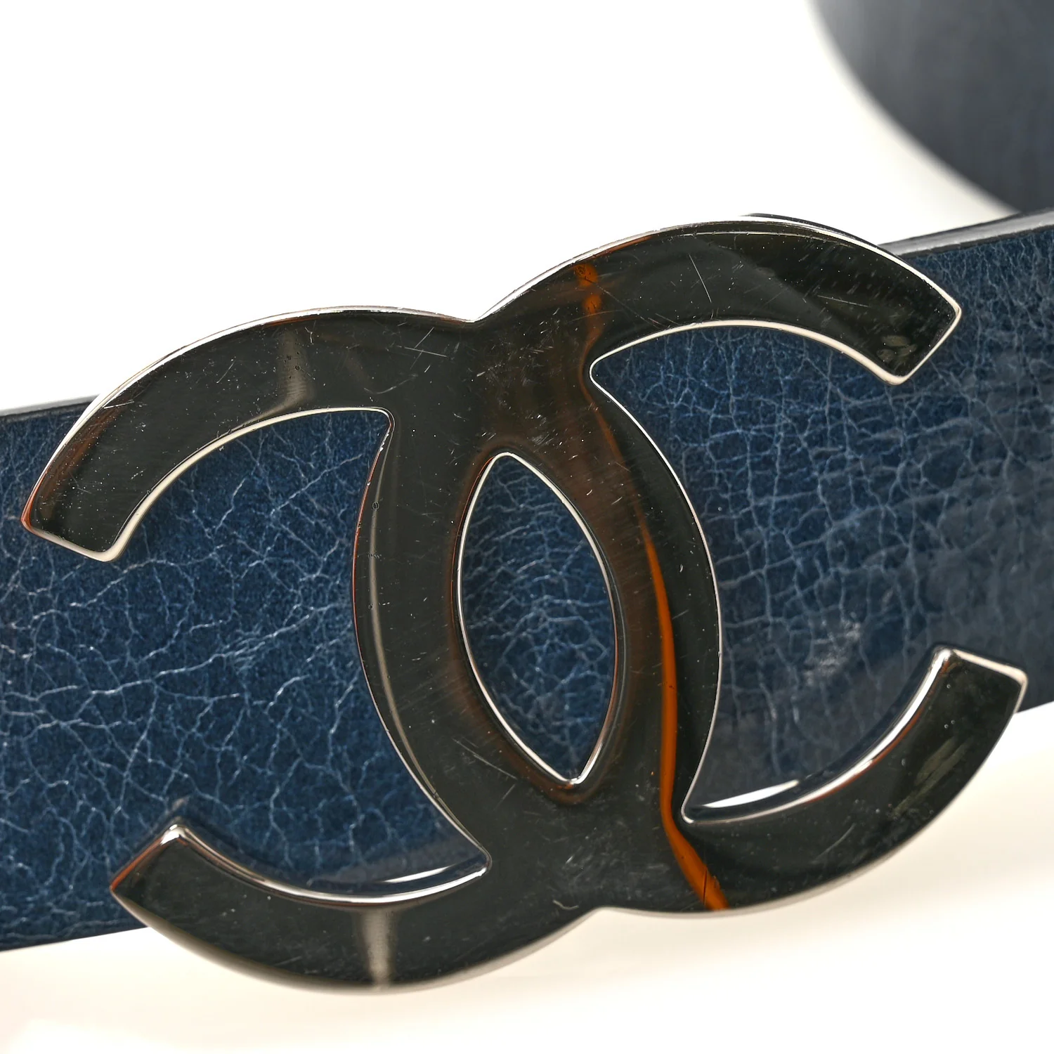 Calfskin CC Reversible Belt 85 34 Navy