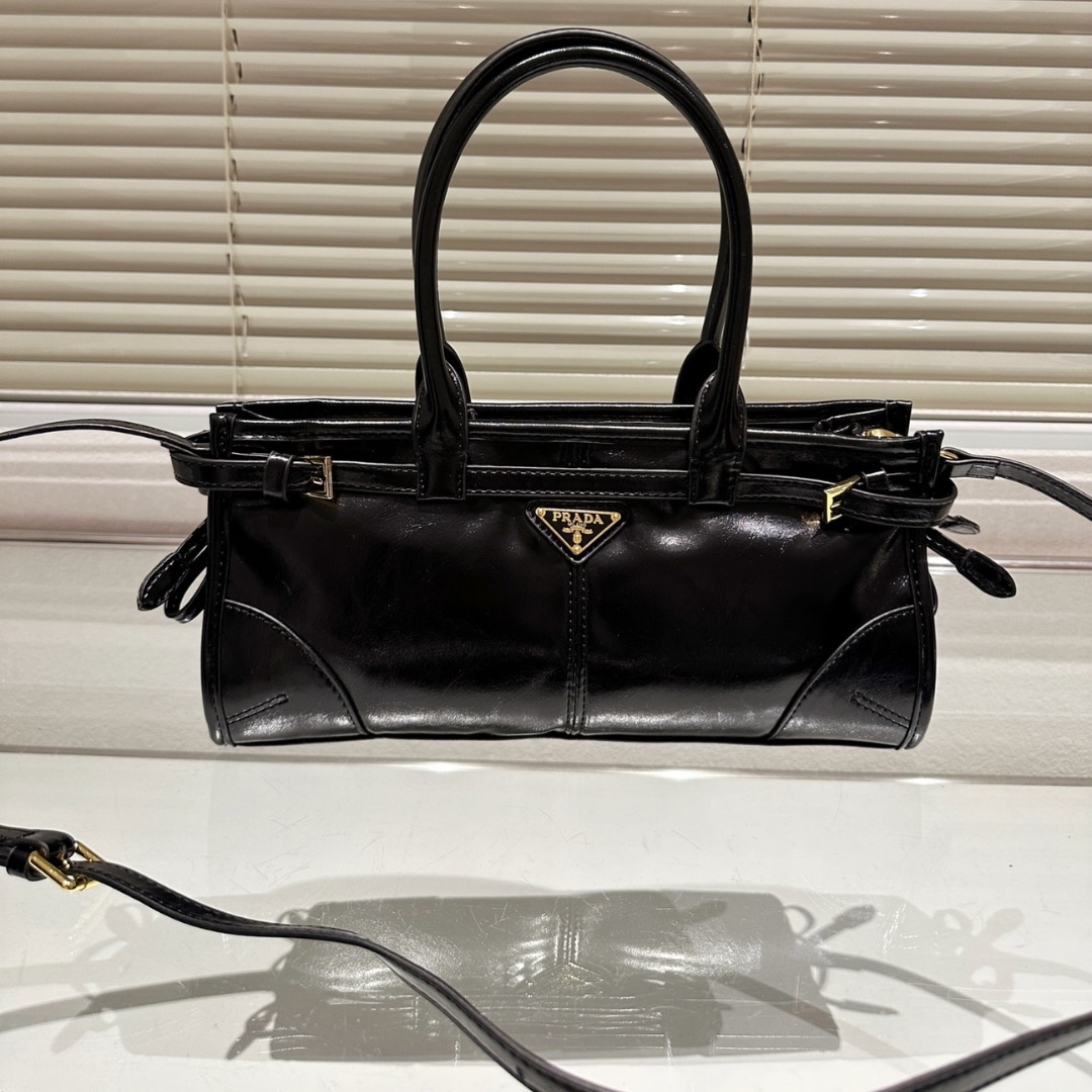 Prada Medium Leather Handbag Black 32Cm