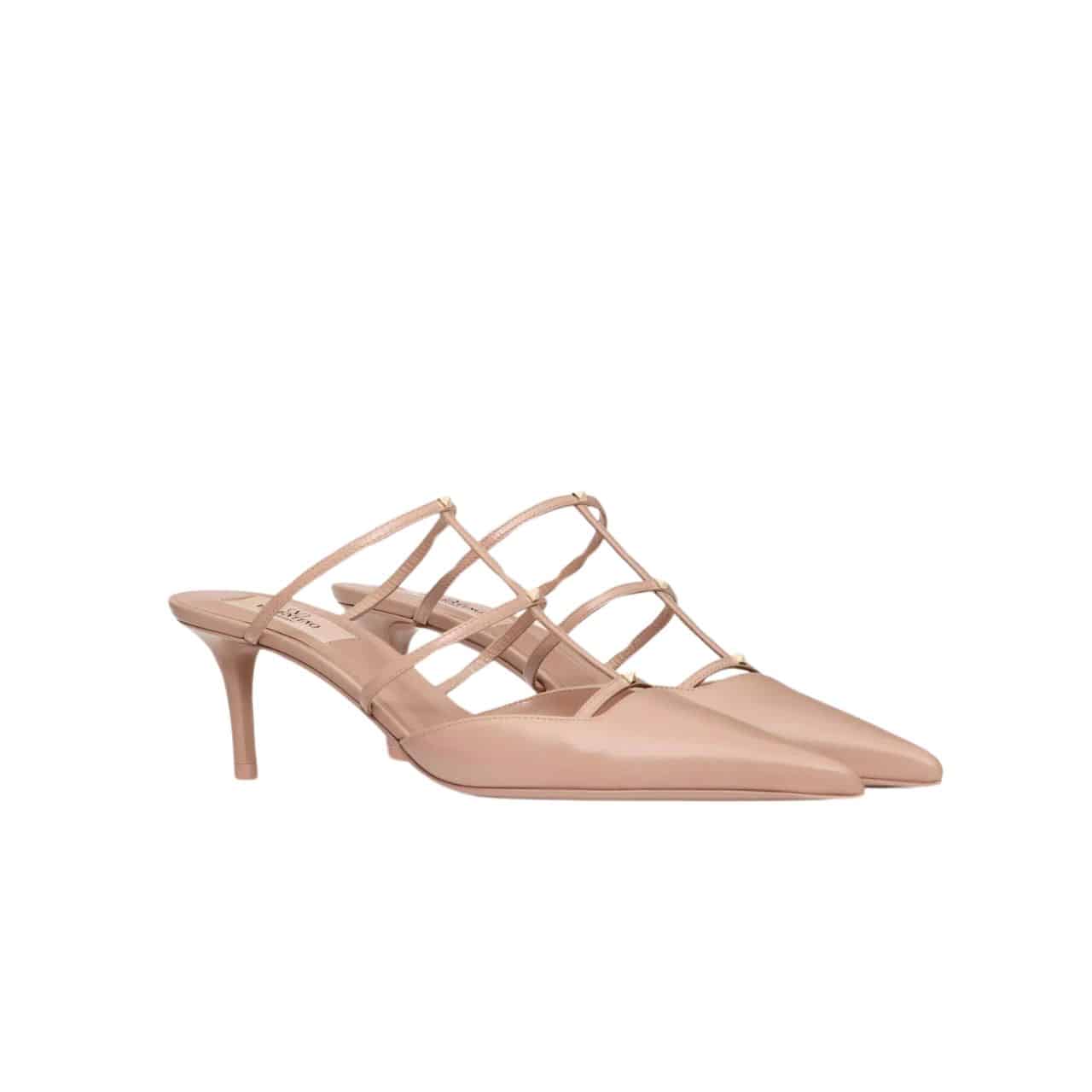 Valentino Garavani Rockstud Wispy Mule In Calfskin Beige 4W0S0Jb1Act 098