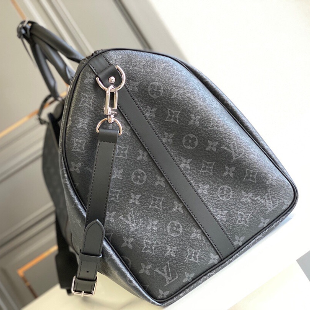 Louis Vuitton Keepall Bandoulière 50 Monogram Eclipse Boston Travel Bag Black 50cm M14202