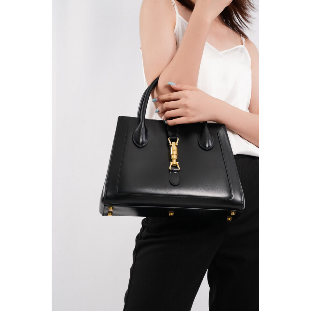 Gucci Jackie 1961 Medium Tote Bag in Black Leather 30cm