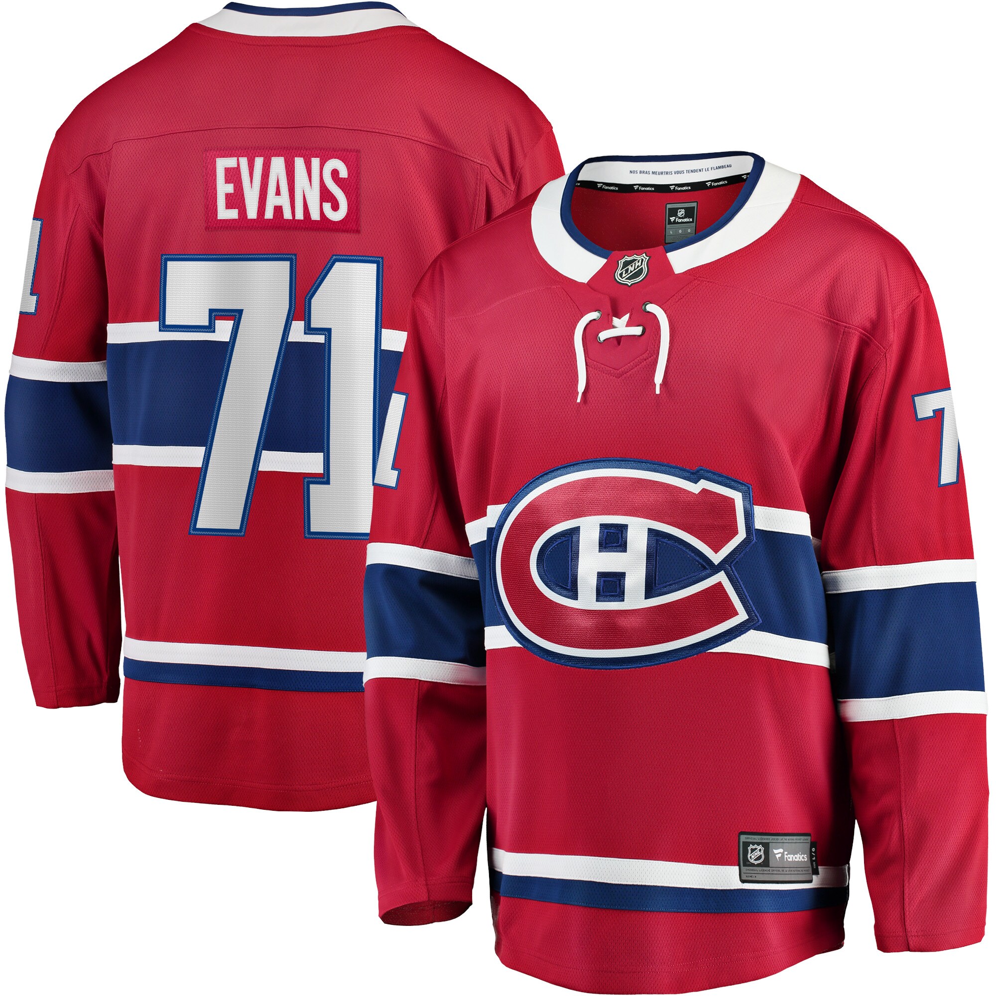 Jake Evans Montreal Canadiens Fanatics Home Breakaway Player Jersey – Red