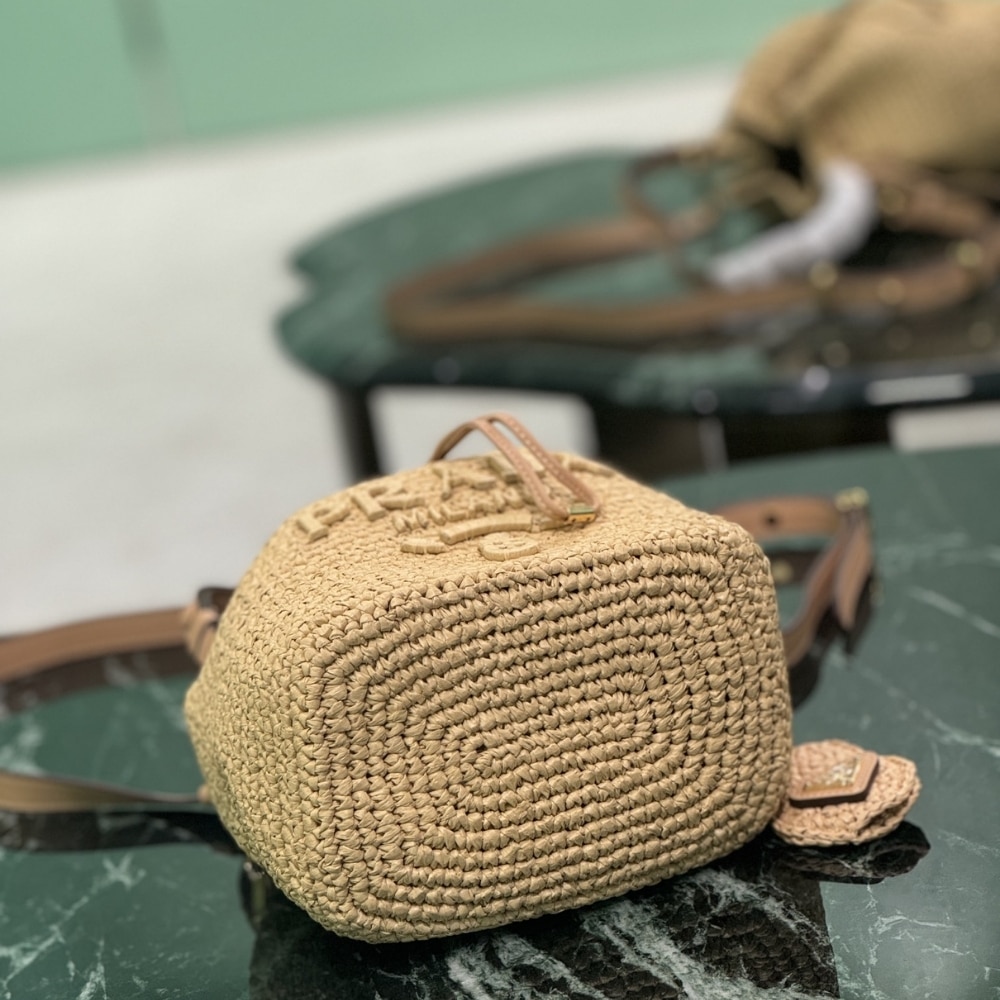 Prada Crochet And Mini Bucket Bag Natural 20Cm