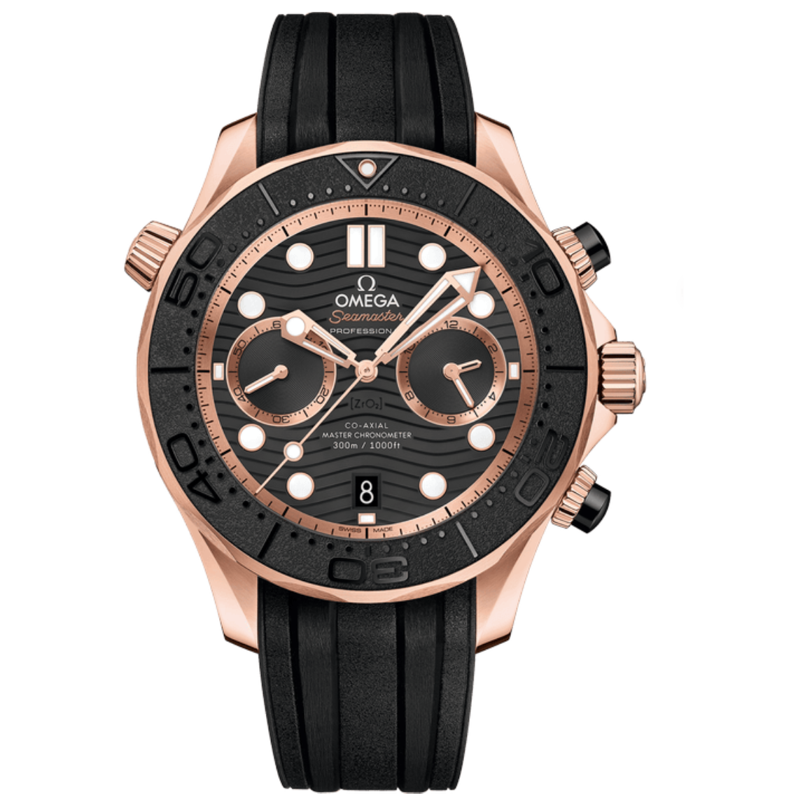 Omega Seamaster 300M Diver's Watch, 44mm, Sedna™ rose gold case with rubber strap