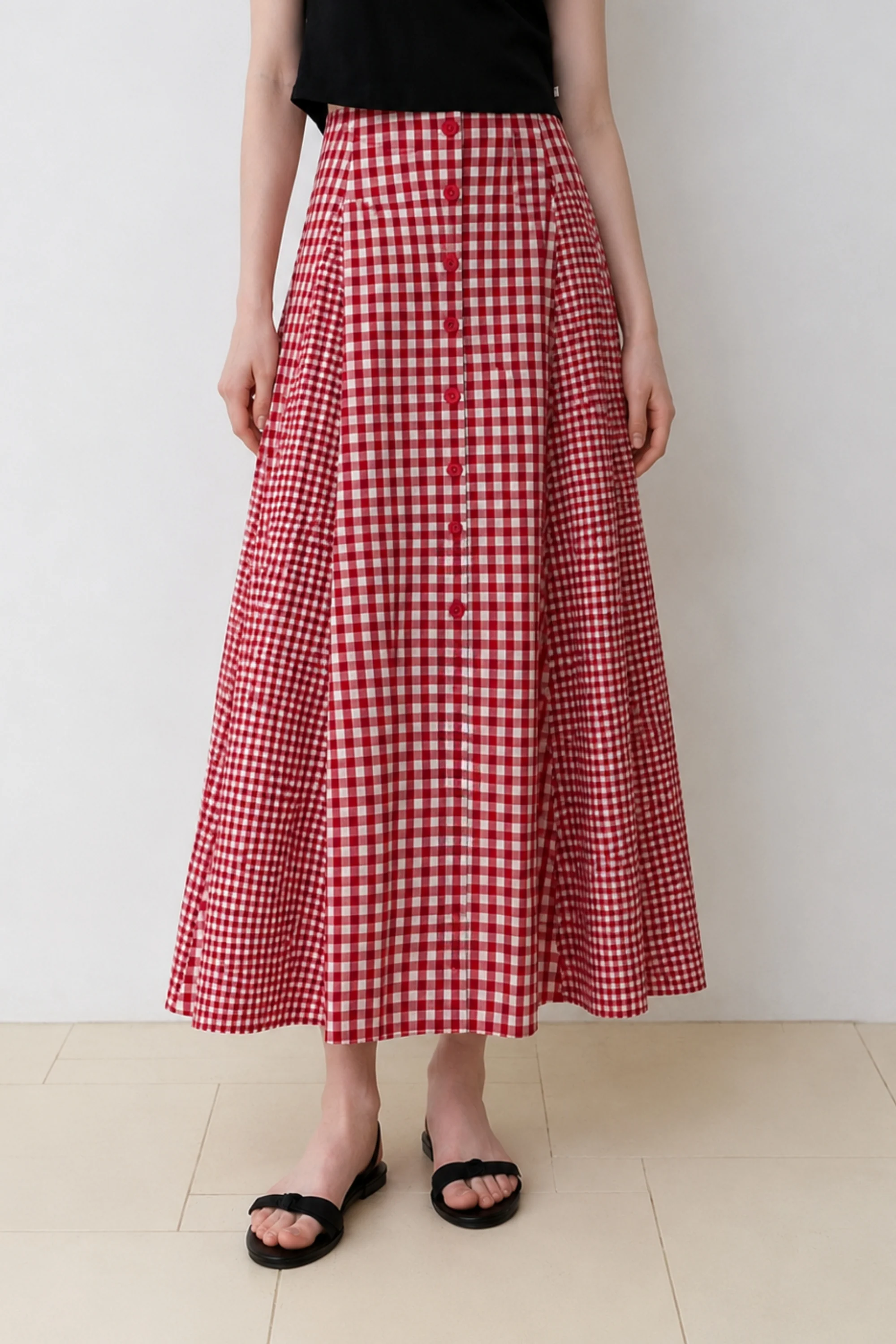 Cherry red Gingham Skirt