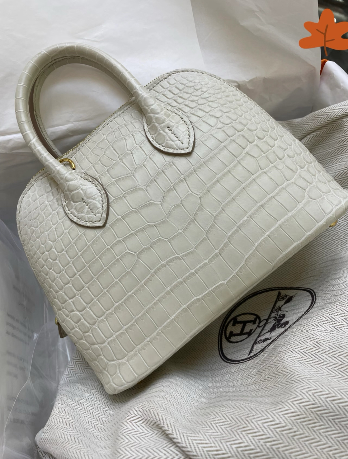 Bolide Mini 18CM Matte crocodile leather beige