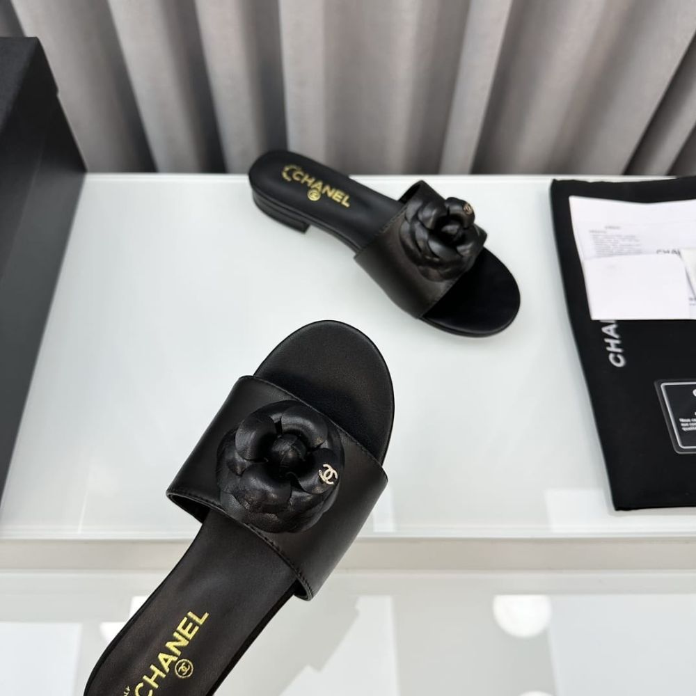 Chanel CC Mules With Camellia In Black G45499 X01000 94305