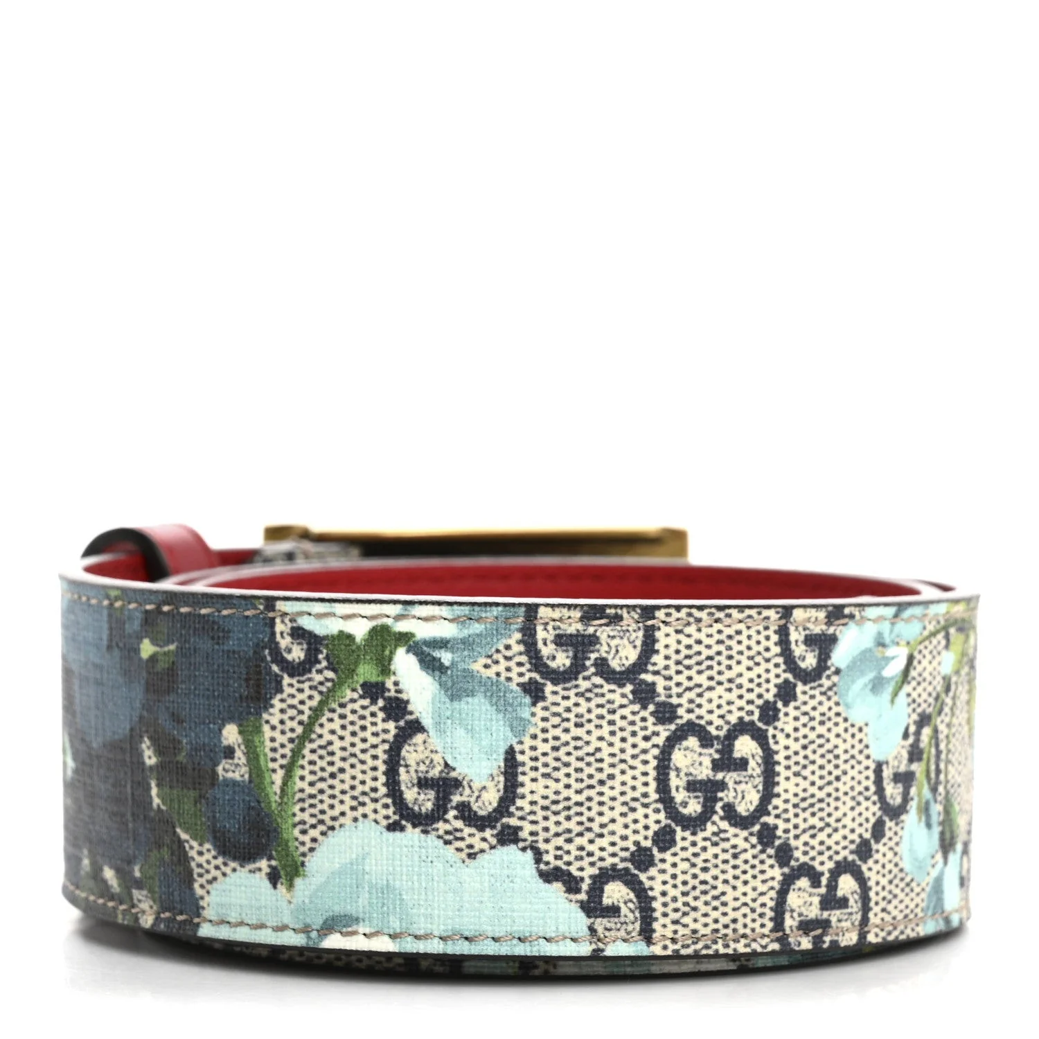 GG Supreme Monogram Blooms Plaque Belt 70 28 Blue