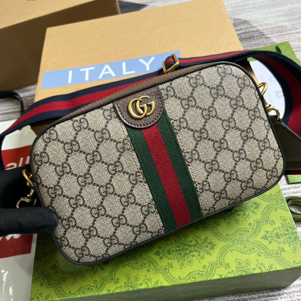 Gucci Ophidia Small Crossbody Bag Beige/Ebony 24cm/9.4in