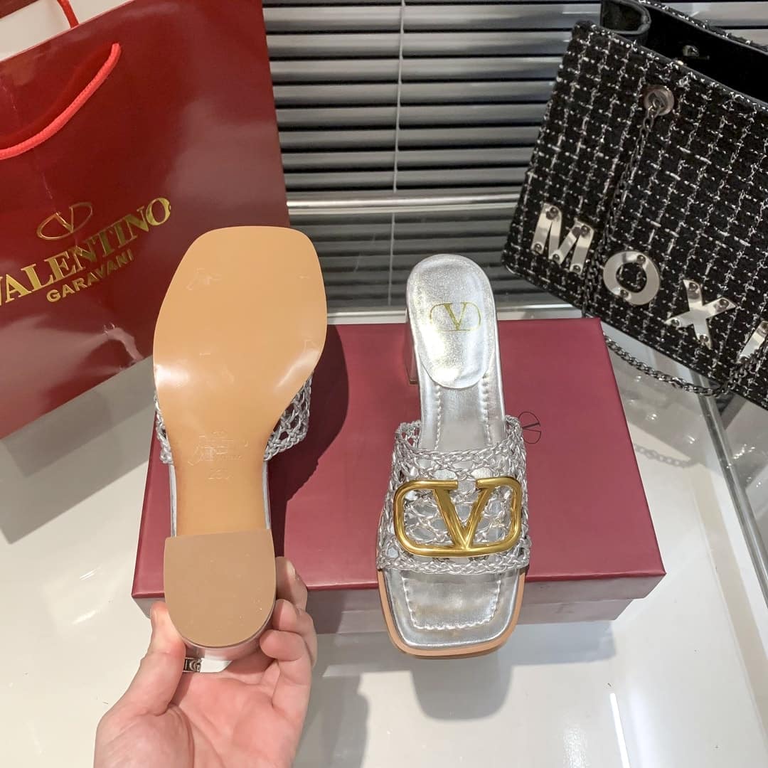 Valentino Garavani VLogo Sandal Silver